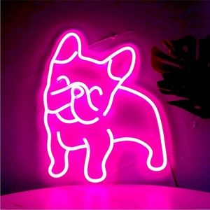 Neon Pink French Bulldog Animal Pet Living Room Bedroom Cute Dorm Wall Decor